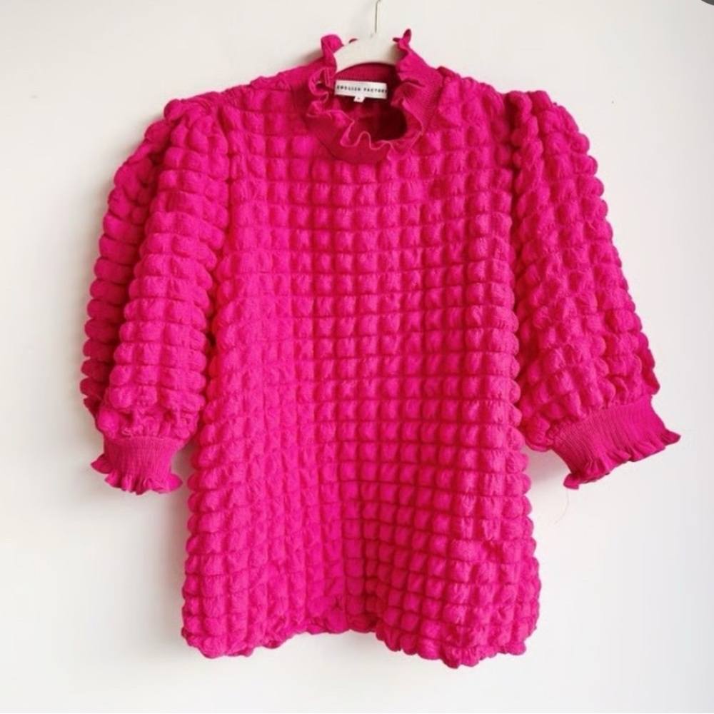 NWT Simply Southern Bubble Cloud Top - Puff Sleeves - Pink Size XL